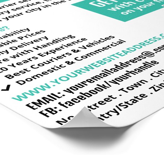 Koerier levering kerel, koerier service Adverteren Poster (Hoek)