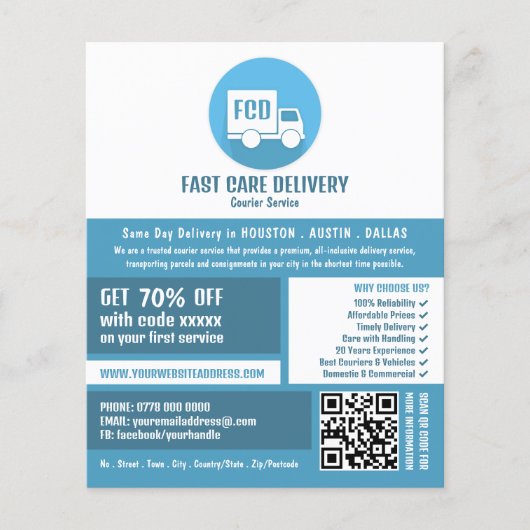 Koerier levering Logo, koerier service Adverteren Flyer (Voorkant)