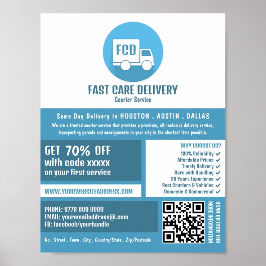 Koerier levering Logo, koerier service Adverteren Poster (Voorkant)