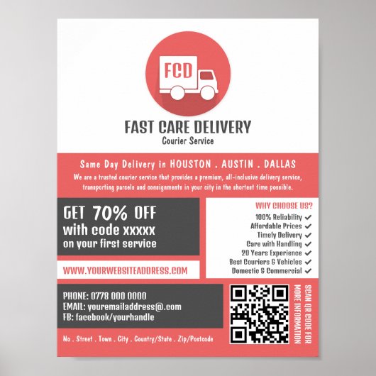 Koerier levering Logo, koerier service Adverteren Poster (Voorkant)