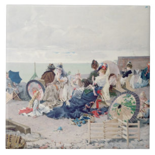 Koers op Yport, 1878 (olie op canvas) Tegeltje