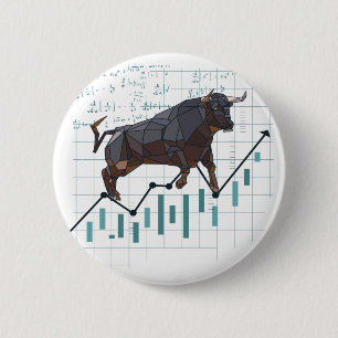 Koersstijging op de aandelenmarkt ronde button 5,7 cm