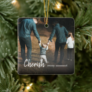 Koester elk moment Quote Family Photo Keramisch Ornament