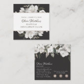 Koester Witte Bloemen & Roos Goud Ingelijst Vierkante Visitekaartje (Voorkant / Achterkant)