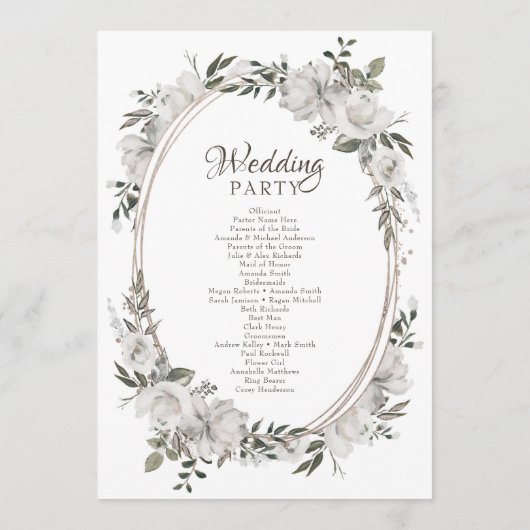  Koesteren Wit Bloemen Ovaal Bruiloft Ceremonie Programma (Achterkant)