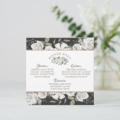  Koesteren Wit Bloemen & Rozen Vierkant Diner Menu (Staand voorkant)