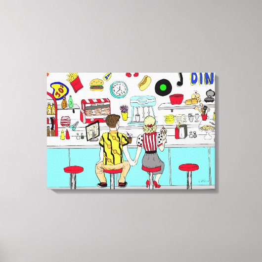 Koesverband 1950 bij de Diner Canvas Afdruk (Voorkant)