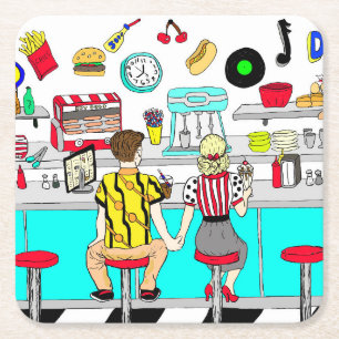 Koesverband 1950 bij de Diner Vierkante Kartonnen Onderzetter