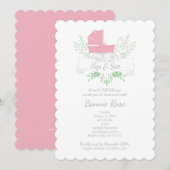 koets meisje SIP & SEE roze kinderwagen Kaart (Voorkant / Achterkant)