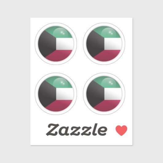 Koeweit Glossy Circle Flag Sticker (Vel)