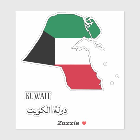 Koeweit Vlag Charmante Patriottische Kaart Sticker (Vel)