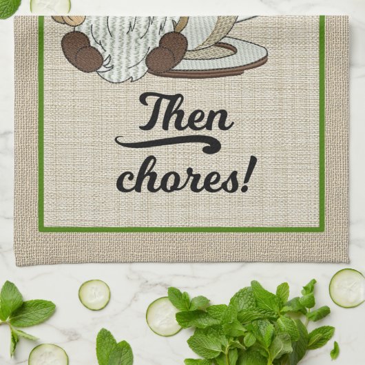 Koffee Gnome Dish of Chores Kitchen Towel Theedoek (Gevouwen)