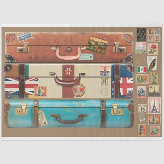  kofferfronten en reis stickers tissuepapier (Voorkant)