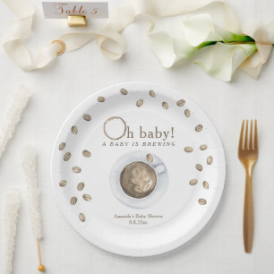 Koffie A baby brouwt Baby shower Papieren Bordje