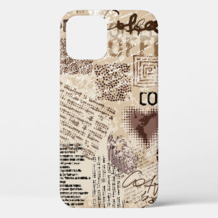 Koffie Abstract koffiepatroon op bruine achtergron iPhone 12 Hoesje