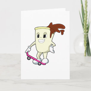Koffie als skater met skateboard kaart