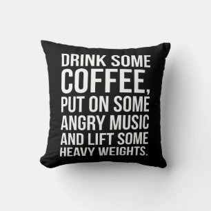 Koffie, Angry Music, Zware gewichten - Funny Worko Kussen