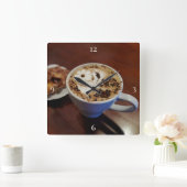 Koffie Art Cafe Latte Koffie Cup Rustiek Vierkante Klok (Huis)