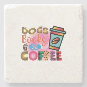 Koffie Art Dogs Books & Coffee Stenen Onderzetter