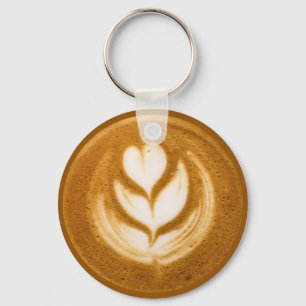 Koffie Art Heart Flower Sleutelhanger
