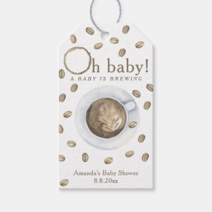 Koffie Baby shower - Een baby is aan het brouwen Cadeaulabel