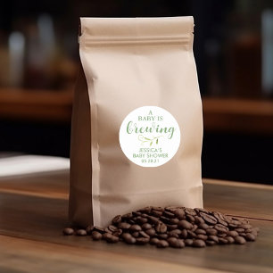 Koffie Baby shower groen gunst Ronde Sticker