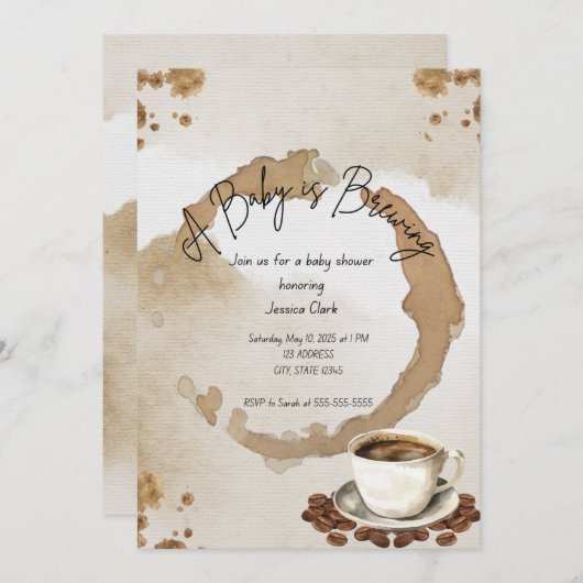 koffie-Baby shower Kaart (Voorkant / Achterkant)