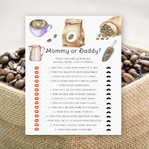 Koffie baby shower - mama of papa spel
