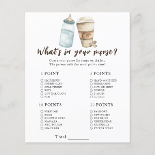 koffie baby shower - Wat zit er in je tas spel