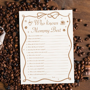 Koffie Baby shower Wie kent Mama Beste Game Kaart