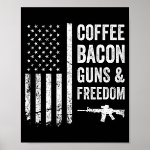 Koffie Bacon Guns & Dom - Bbq Grill Grappig Pi Poster