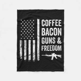 Koffie Bacon Guns & Dom - Bbq Grill Grappig Pistoo Fleece Deken