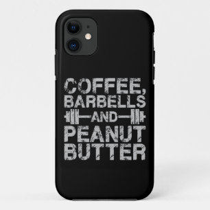 Koffie, Barbels en pindakter - Funny Workout iPhone 11 Hoesje