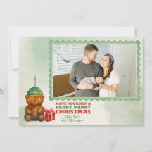 Koffie Beer "Beary Vrolijk Kerstfeest" Fotokaart