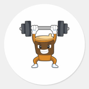 Koffie bij Sterke training met Barbell Ronde Sticker