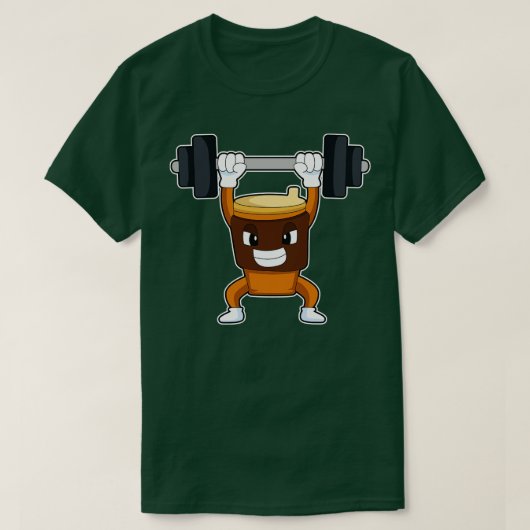 Koffie bij Sterke training met Barbell T-shirt (Design voorkant)