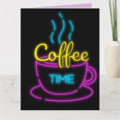 KOFFIE BIRTHDAY BIG NEON RETRO FRAMABLE KAART (Voorkant)