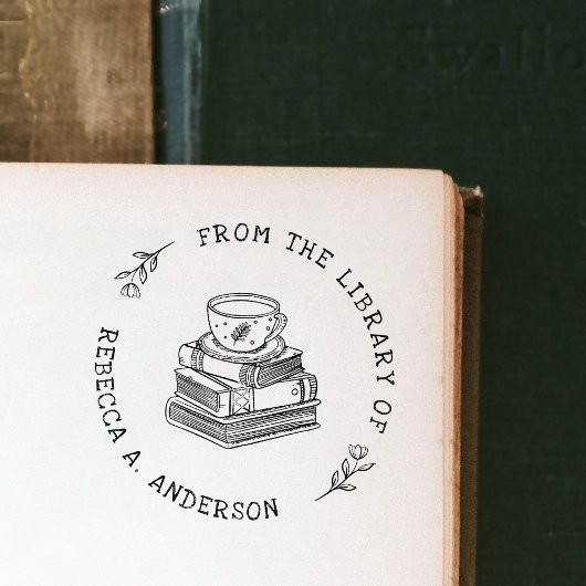 Koffie & Boeken Boho Persoonlijk Bibliotheek Ex Li Rubberstempel