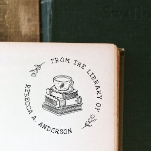 Koffie & Boeken Boho Persoonlijke Bibliotheek Boek Rubberstempel