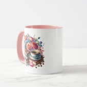 Koffie, boeken en bloemen mok (Voorkant links)