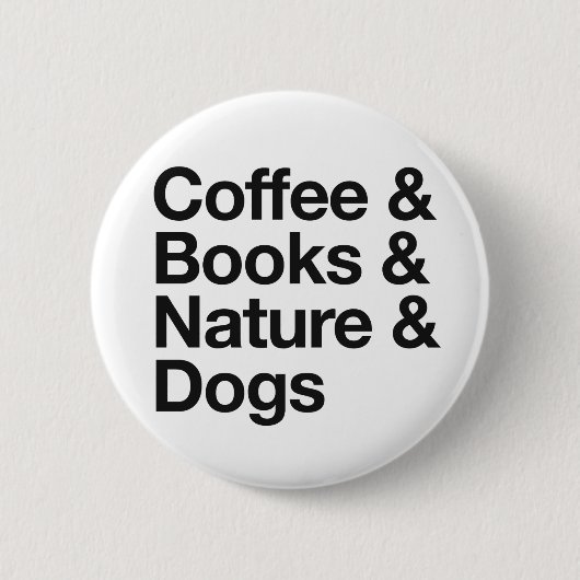 Koffie & Boeken & Natuur & Honden Button (Zwart) (Voorkant)