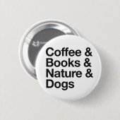 Koffie & Boeken & Natuur & Honden Button (Zwart) (Voorkant /achterkant)