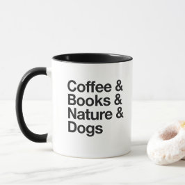 Koffie & Boeken & Natuur & Honden Mok (Zwart)