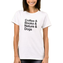 Koffie & Boeken & Natuur & Honden T-shirt (Zwart)