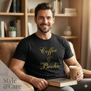 Koffie & Boeken Tekst Zwarte Heren Tri-Blend Shirt
