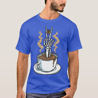 Koffie brengt me vrede grappige koffie skelet hand t-shirt