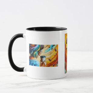 Koffie Bries Kunstmok - Kleurrijke Meisjesillustra Mok