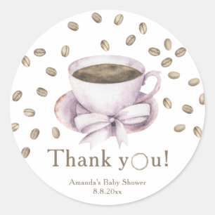 Koffie brouwen Meisje Baby shower Bedankt Ronde Sticker