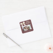 Koffie bruin crème boog foto script Kerst Vierkante Sticker (Envelop)