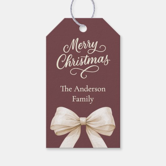 Koffie bruin crème boog Kerstmis Cadeaulabel (Voorkant)